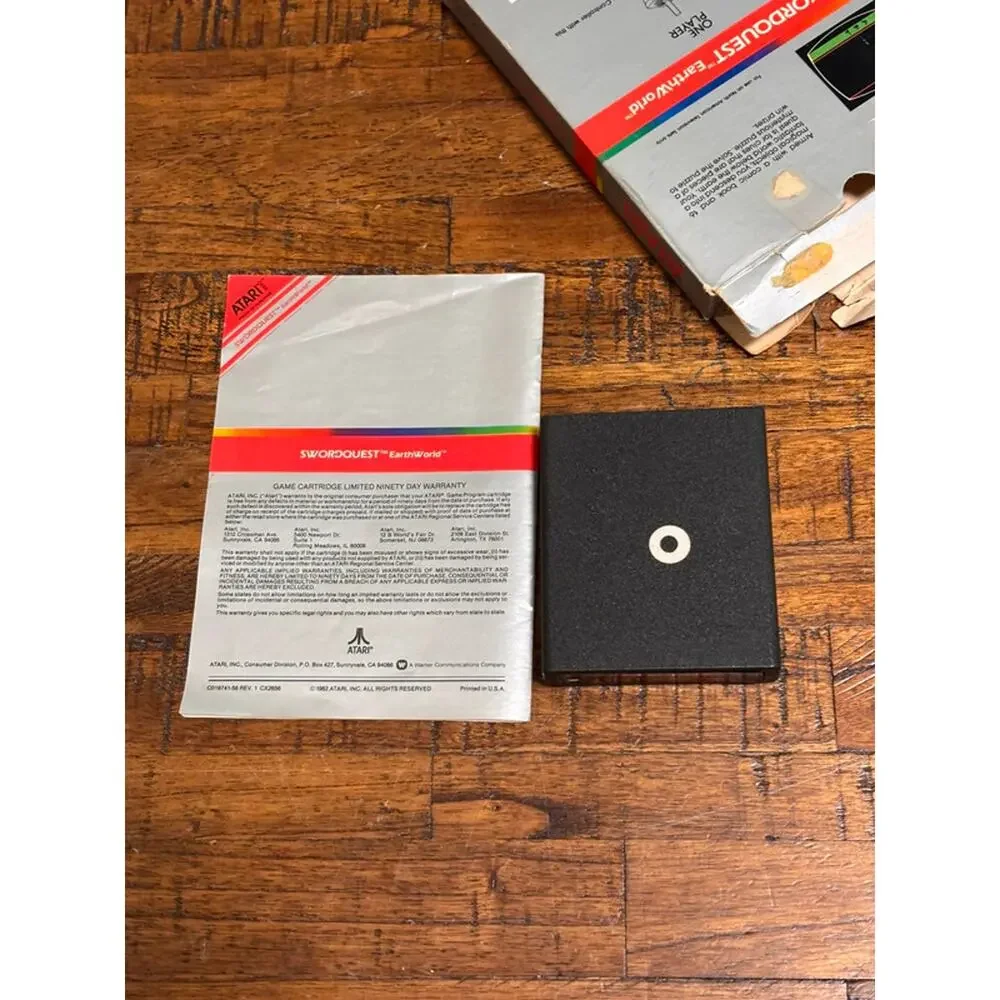 Atari 2600 Swordquest EarthWorld Vintage Video Game Manual Original Box 1982